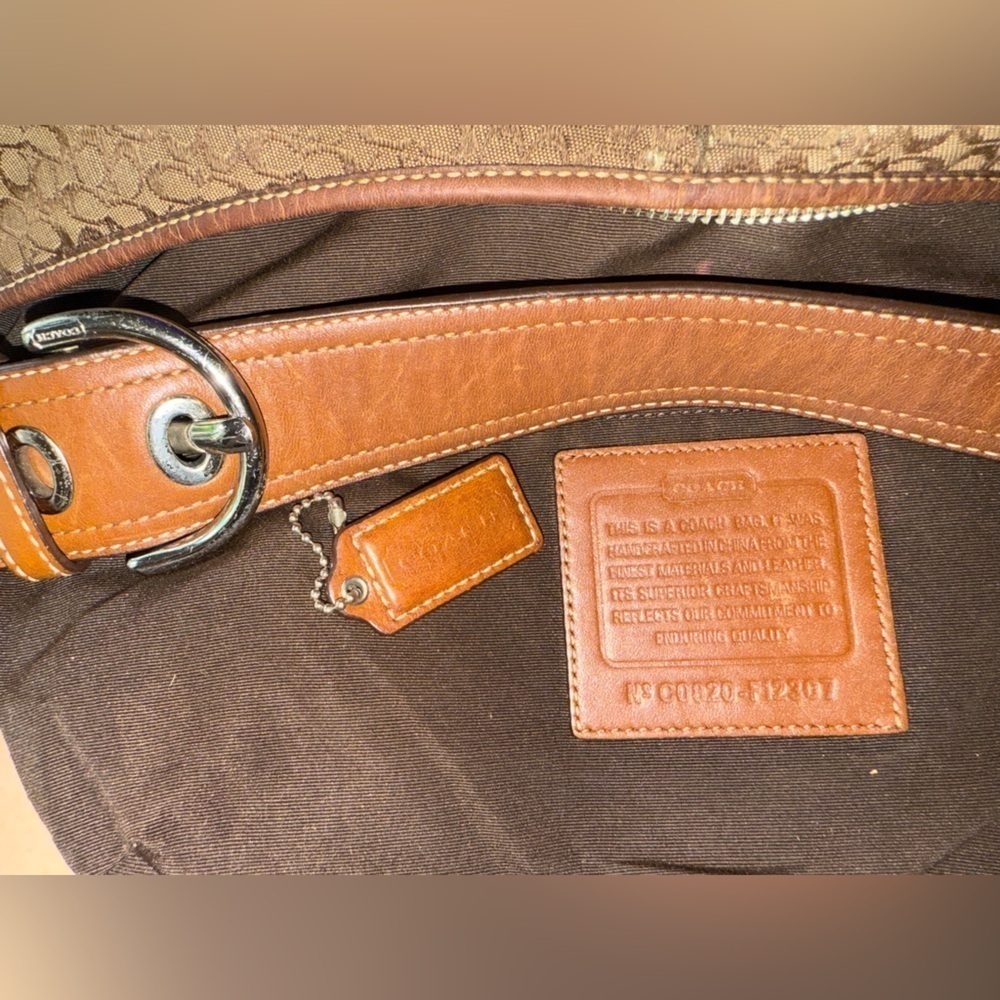 Y2K ▶️ COACH ◀️ Classic Buckle Strap Monogram Jacquard Canvas Hobo Bag Crescent - Picture 12 of 14